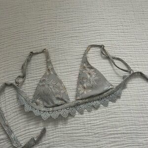 Pacsun Floral Lace Trim Bikini Top